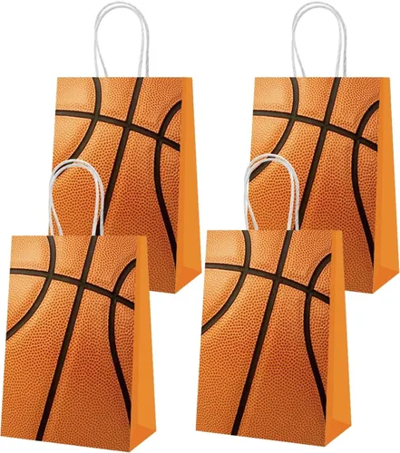 16 bolsas de regalo de fiesta de baloncesto para suministros de fiesta de baloncesto, decoración de cumpleaños, recuerdos de fiesta, bolsas de