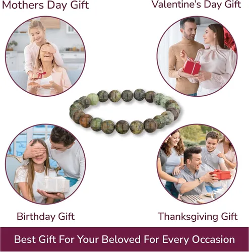 Miniatura 82 de Crystal Vibe Pulseras de cuentas de 0.315 in para mujeres y hombres, pulseras de cristal con piedras preciosas naturales, tamaño elástico ajustable