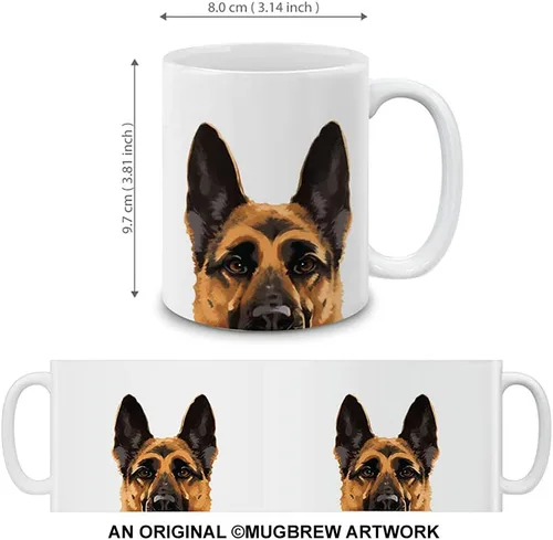 Miniatura 2 de MUGBREW Taza de café de cerámica con perro pastor alemán negro y canela, taza de té, 11 onzas Perro pastor alemán bronceado negro