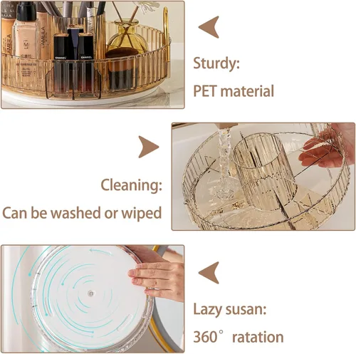 Miniatura 3 de shuang qing Organizador de Maquillaje Giratorio para Tocador, Almacenamiento de Maquillaje Transparente para Cuidado de la Piel de Alta Capacidad