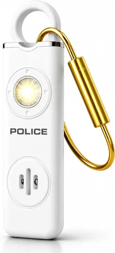 Police Llavero de alarma de seguridad personal de 130 dB recargable con luz estroboscópica y linterna LED, autodefensa portátil para mujeres,