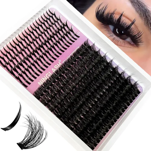 Miniatura 17 de Extensiones de pestañas naturales en racimo de pestañas finas de 0.315 a 0.472 pulgadas, racimos de pestañas cortas de aspecto natural, extensiones