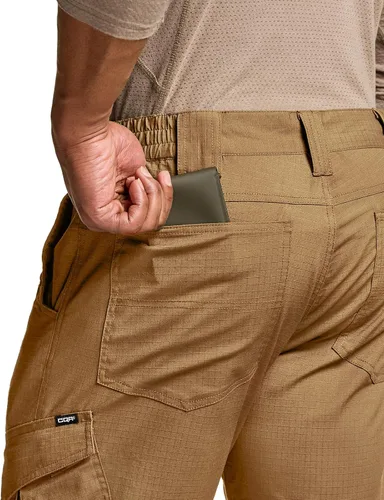 Miniatura 7 de CQR Pantalones tácticos Flex Ripstop para hombre, pantalones cargo elásticos resistentes al agua, pantalones de trabajo ligeros EDC para senderismo