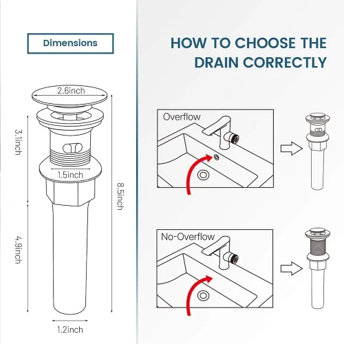 Miniatura 6 de REGALMIX Desagüe para Lavabo de Recipiente, Grifo de Baño Desagüe Pop Up para Lavabo de Recipiente, Colador Anti-Obstrucción Integrado, con Negro