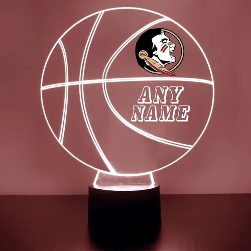Miniatura 15 de Lámpara de luz nocturna personalizada de la Universidad de Missouri (Mizzou) Tigers con bola de baloncesto y logotipo, letrero LED con control