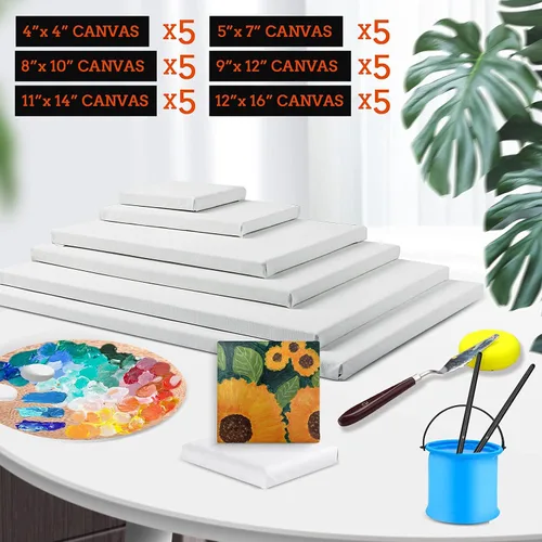 Miniatura 4 de Paquete de 30 lienzos para pintar de 4 x 4 pulgadas, 5 x 7 pulgadas, 8 x 10 pulgadas, 9 x 12 pulgadas, 11 x 14 pulgadas, 12 x 16 pulgadas, lienzo