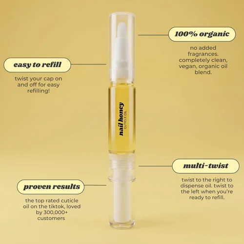 Miniatura 3 de Twinkled T Nail Honey - Tratamiento orgánico de fortalecimiento de uñas para el crecimiento, la fuerza y la humedad, mezcla de aceite para cutículas