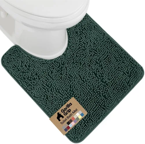 Miniatura 71 de Gorilla Grip - Tapete de baño afelpado, absorbente, peludo, de felpilla, para base de inodoro cuadrada, reverso de goma, suave, de microfibra, claro
