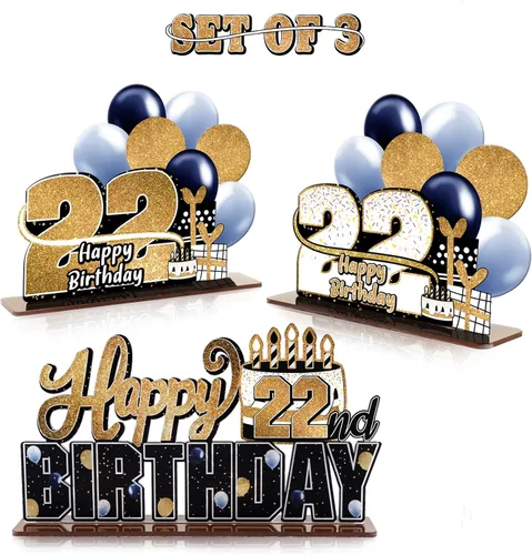Miniatura 61 de LINGTEER Feliz 10º Cumpleaños Juego de Centros de Mesa de Acrílico Azul para Mesa - Brindemos por Diez Años Decoraciones de Regalo de Fiesta de 10º