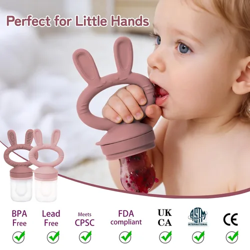 Miniatura 6 de Chupón alimentador de sólidos/frutas congeladas para bebés, juguete mordedor infantil 4M+, bolsa de silicona sin BPA y pezón, introduce sólidos