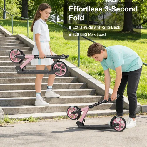 Miniatura 5 de Patinete para niños de 5 a 12 años, adolescentes, patinete plegable ligero para adultos con ruedas de 8 pulgadas, carga máxima 240 LBS, regalo