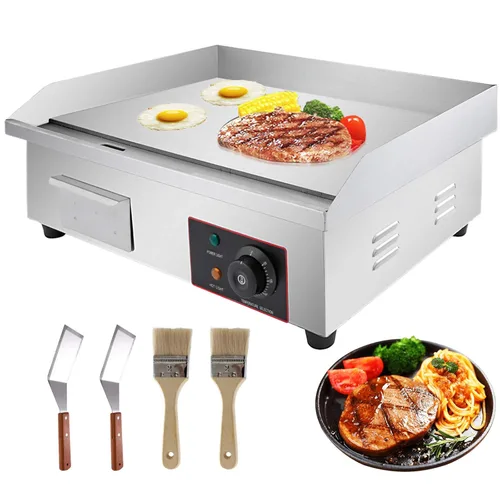 VBENLEM Parrilla eléctrica de 22 pulgadas para encimera plana de 110 V, 3000 W, antiadherente, para restaurante comercial, Teppanyaki, de acero