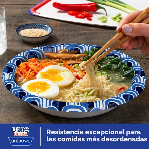 Miniatura 4 de Dixie Ultra Cuencos de papel extra grandes, 34 onzas, 34 unidades, compostables, aptos para microondas, cuencos desechables para comidas pesadas