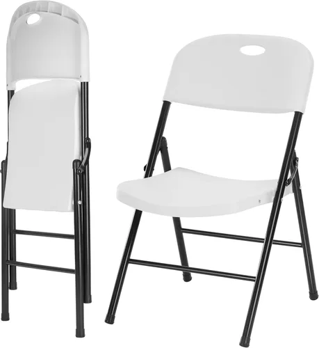 Miniatura 9 de Paquete de 2 sillas plegables de plástico resistente, sillas plegables de capacidad de 450 libras para interiores y exteriores, asientos portátiles