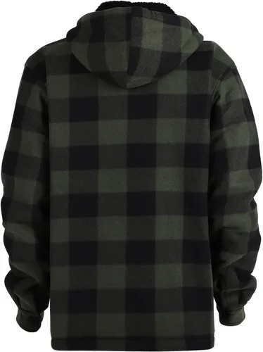 Miniatura 4 de Chaqueta de franela a cuadros para hombre, de felpa con capucha, de sherpa con zíper, pesada y gruesa, cálida para invierno.