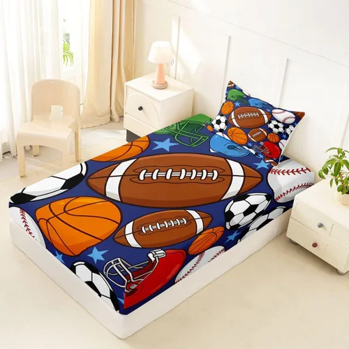Miniatura 35 de Juego de sábanas para niños, bonito juego de ropa de cama con estampado de llama de dibujos animados y alpaca, sábana bajera ajustable para niños
