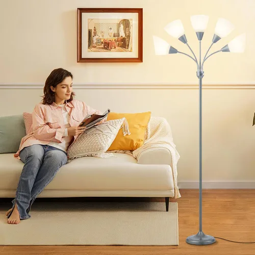 Miniatura 7 de HonoDing Medusa Lámparas de Pie Lámparas de Pie 5 Cabezales Luz de Lectura Ajustable Pantalla Grande Uso Bombilla E26 A19 Lámparas de Pie para Sala