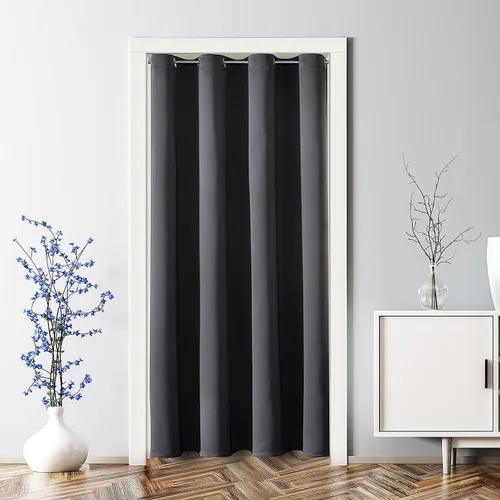ChrisDowa Cortinas Opacas para Puertas de Entrada para Privacidad, Cortinas con Ojales para Puerta de Armario de Dormitorio, Cubierta Temporal de