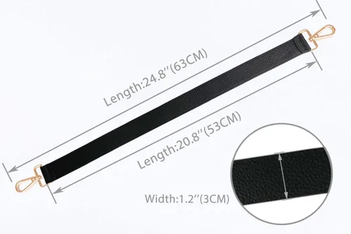 Miniatura 2 de Correa de repuesto de cuero de 24.8 pulgadas para bolsos de mano y bolsos de hombro con hebillas de metal Negro
