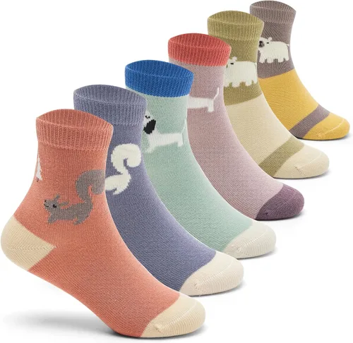 Miniatura 37 de Aisyee Calcetines de algodón para niños, calcetines sin costuras para niños, calcetines coloridos de cuarto de punto, paquete de 6