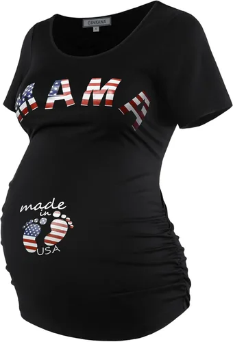 Miniatura 164 de GINKANA Blusas de maternidad de manga corta, diseño floral, fruncido, casual, para mamá, para embarazo