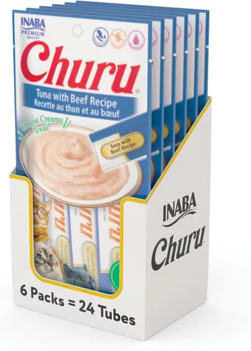 Miniatura 20 de INABA - Golosinas Churu para gatos, puré cremoso para gatos, sin cereales, que se puede lamer y exprimir / suplemento con vitamina E y taurina, 0.5
