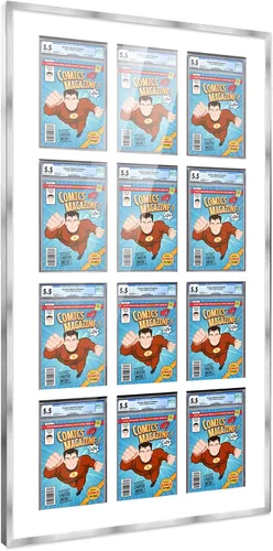 Miniatura 121 de Marco de cómic con paspartú para 8 CGC, CBCS o PGX Graded Comics - Marco de cómic blanco para cómics de 8.125 x 13 pulgadas Marco blanco