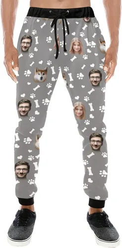 Pantalones deportivos personalizados para hombre con foto de cara familiar, pantalones deportivos personalizados con imagen de perro para mascotas,