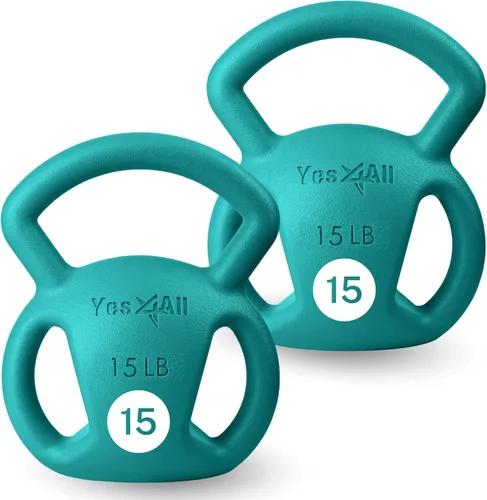 Miniatura 9 de Yes4All Kettlebell, Strength Training Kettlebells for Women, Wide Multi-grip Textured Handle for Home Gym Exercises & Full Body Workout, Single 5–25