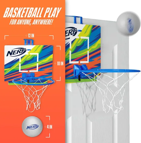 Miniatura 2 de Nerf Nerfoop - El clásico juego de mini baloncesto de espuma y aro - Ganchos en puertas - Juego para interiores y exteriores - Un favorito desde 1972