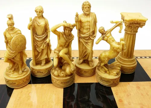 Miniatura 2 de Mitología griega Dioses pintado a mano juego de ajedrez W/17" Gloss Junta de almacenamiento