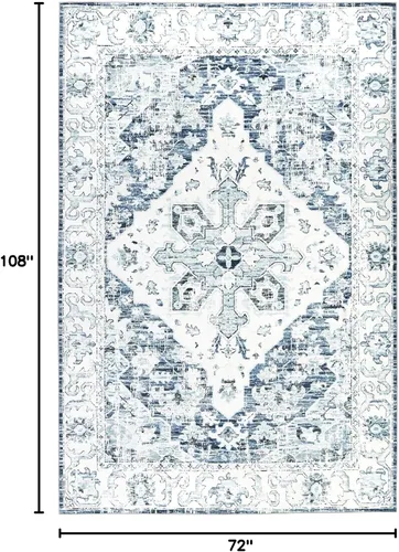 Miniatura 28 de Syalife 4x6 Alfombra Lavable para Área, Ultra Suave Antideslizante, Pila Baja, Alfombra Vintage Resistente a Manchas para Sala de Estar, Alfombra