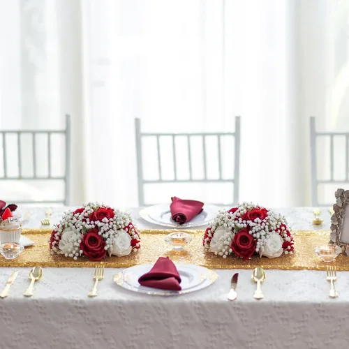 Miniatura 2 de BLOSMON Bolas de Flores Artificiales Centros de Mesa de Boda 10 Piezas Rosa Carmesí Gypsophila Flores Artificiales Piezas Centrales Decoración