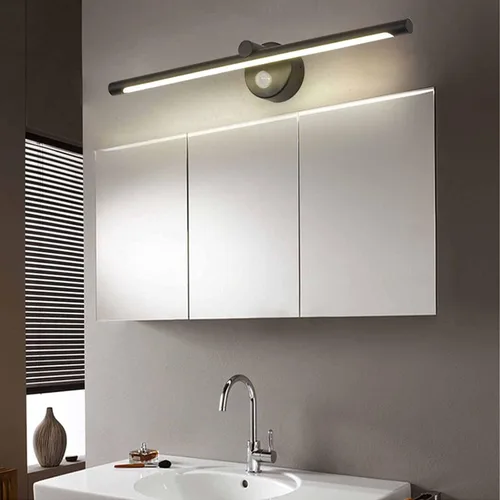 Miniatura 3 de Apliques de luz de pared, luz frontal de espejo negro con interruptor, luz de espejo de baño IP44 con detector de movimiento, luz LED para gabinete