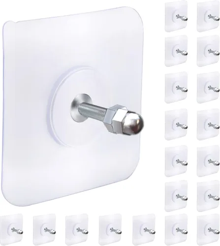 Miniatura 10 de AIERSA Perchas de Pared Sin Clavos, 20 Piezas de Perchas para Cuadros Sin Clavos, Cuelga Marcos en la Pared Sin Clavos, Adhesivos Sin Clavos