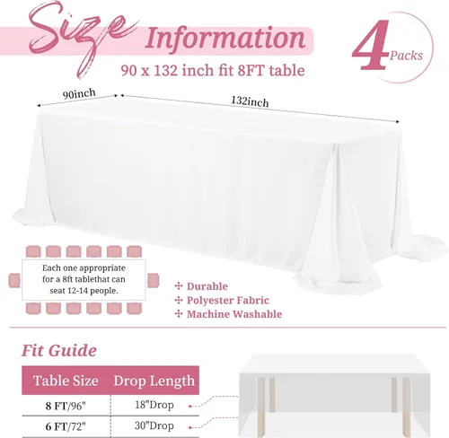 Miniatura 277 de Showgeous Paquete de 4 manteles redondos color rosa intenso de 120 pulgadas de poliéster para mesas redondas, manteles de tela decorativa lavable