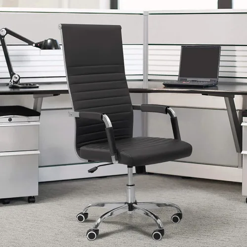 Tuoze Silla de oficina con respaldo alto, silla de escritorio de cuero, sillas ejecutivas modernas, acanaladas, altura ajustable, silla de tareas