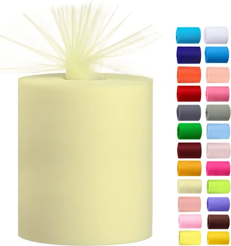 Miniatura 28 de Rollos de tul de 6 pulgadas por 100 yardas (300 pies) de tela de carrete de tul para bricolaje, faldas tutú, bodas, baby shower, manualidades