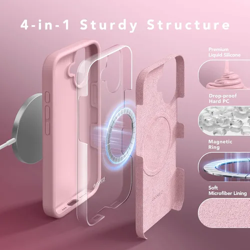 Miniatura 753 de GONEZ Funda de silicona para iPhone 15 Pro Max, compatible con Magsafe, protector de cámara + protector de pantalla, forro de microfibra suave