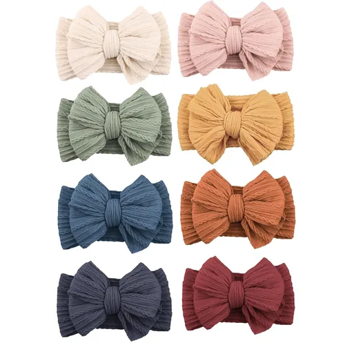 Miniatura 11 de Niceye Diademas hechas a mano para bebés, bandas de cabello suaves y elásticas de nylon con lazos para recién nacidos, bebés y niñas pequeñas