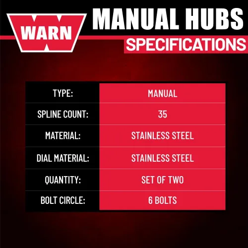 Miniatura 6 de WARN 108325 Bujes de bloqueo manual premium para Ford Super Duty F‑250, F‑350, F‑450 y F‑550 – 35‑Spline, bujes manuales de servicio pesado, juego