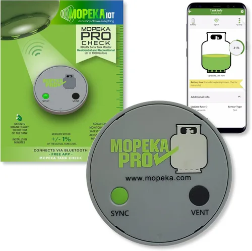 Miniatura 2 de Mopeka Paquete Pro Check – 2 sensores Pro Check, 1 pantalla LED, 2 Tank Halos – Medidor de propano inalámbrico para tus tanques de RV duales