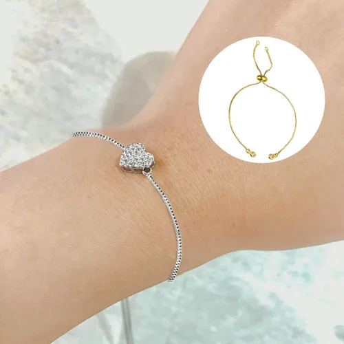 Miniatura 5 de uxcell Pulseras deslizantes ajustables, 10 unidades de extensor de caja de cadenas de conexión con extremos de diamantes de imitación para hacer