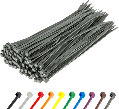 GTSE - Paquete de 100 bridas con cremallera de 20.3 cm, color plateado/gris, 8.06 kg de resistencia, bridas de nailon grises resistentes a los rayos