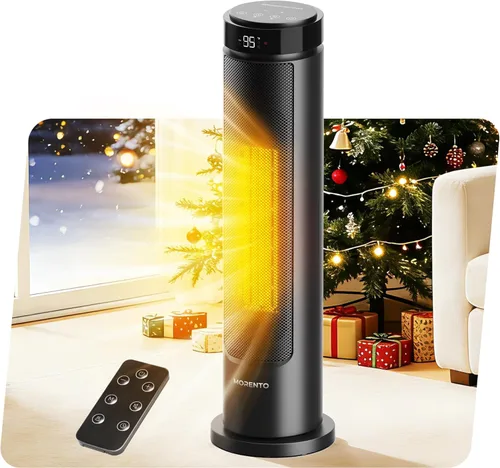 MORENTO Calentador de espacio para uso en interiores, calor rápido de cerámica de 1500 W, calentador eléctrico para habitación grande con control