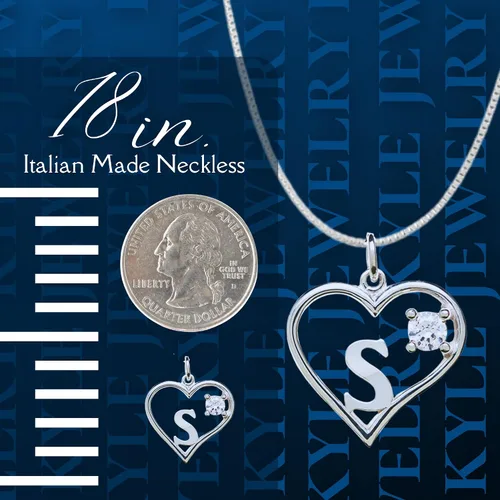 Miniatura 3 de Colgante de plata de ley corazón y letra S