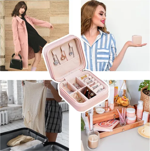 Miniatura 4 de onlyamazing Organizador de viaje de joyería, estuche portátil para joyas para collares, aretes, anillos, colgantes, caja de almacenamiento