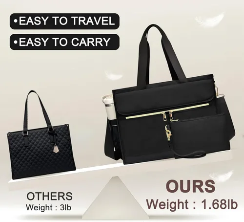 Miniatura 7 de Bolsa para laptop para mujer, bolsa de trabajo de 15.6 pulgadas con compartimentos, bolsa de enfermera, profesora, bolso de oficina grande y ligero