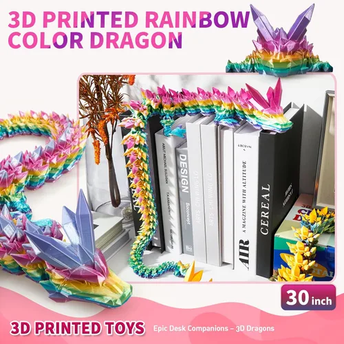 Miniatura 7 de meturebear Dragón Grande Impreso en 3D, Juguetes de Dragón 3D de 30 Pulgadas, Juguetes de Animales de Cristal Fidget Más Grandes, Animales Arcoír