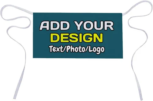 Miniatura 9 de Delantal de cintura personalizado con 3 bolsillos para añadir foto, texto, logotipo, nombre, camarera